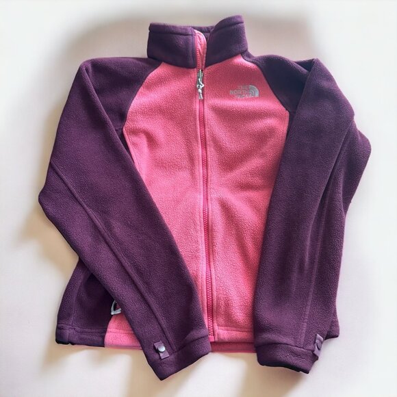 The North Face Pink and Red Full Zip Fleece Pullover Sweater - Picture 4 of 9